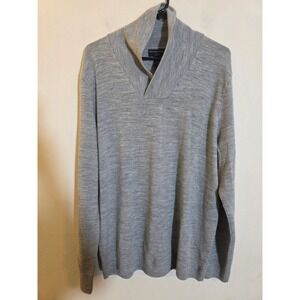 Banana Republic Mens Merino Wool Shawl Collar Sweater Heather Grey Large 854196